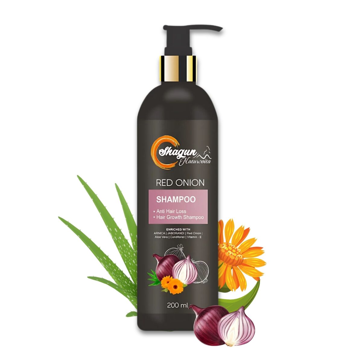 Red Onion Herbal Shampoo | Reduces Hair Fall & Boosts Growth | With Red Onion, Arnica & Aloe Vera | 200 ml - Image 1