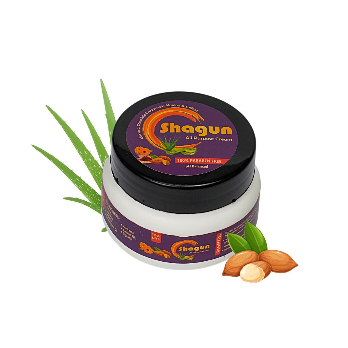All Purpose Herbal Cream | Daily Moisturizer & Glow Enhancer | With Aloe Vera, Almond & Saffron | 100/200 gm - Image 1