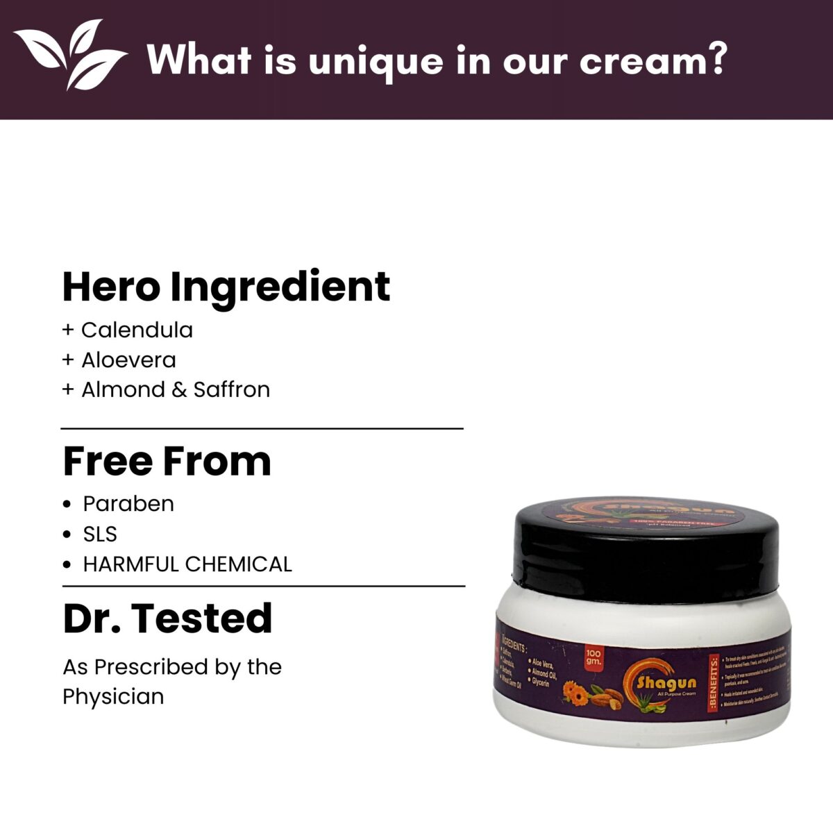 All Purpose Herbal Cream | Daily Moisturizer & Glow Enhancer | With Aloe Vera, Almond & Saffron | 100/200 gm - Image 2