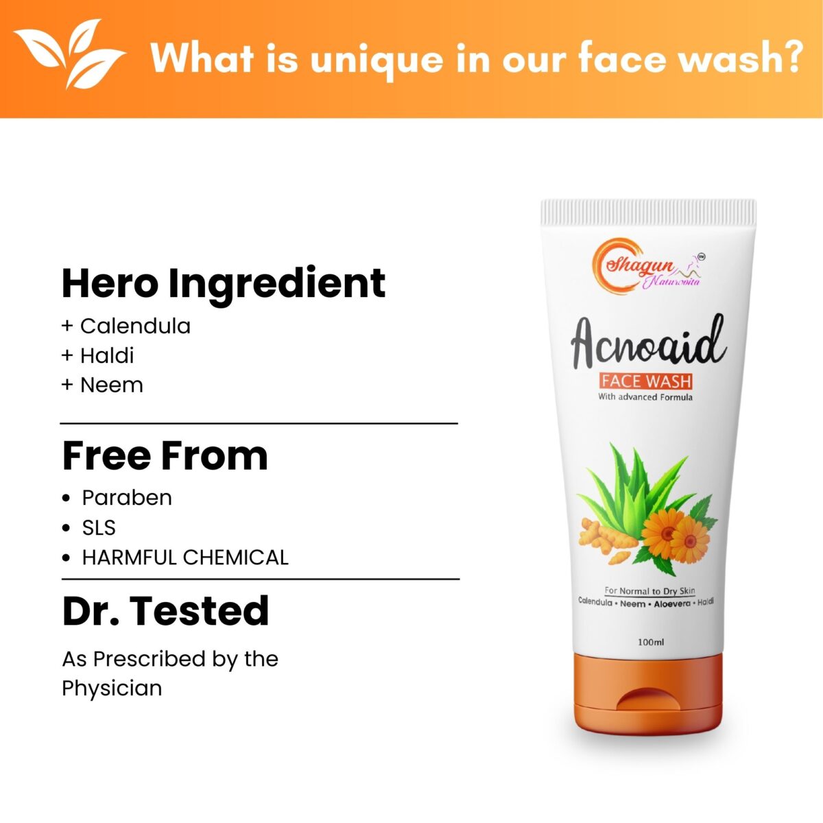 Acnoaid Herbal Face Wash | Controls Acne & Oil | With Neem, Haldi & Calendula | 100 ml - Image 2